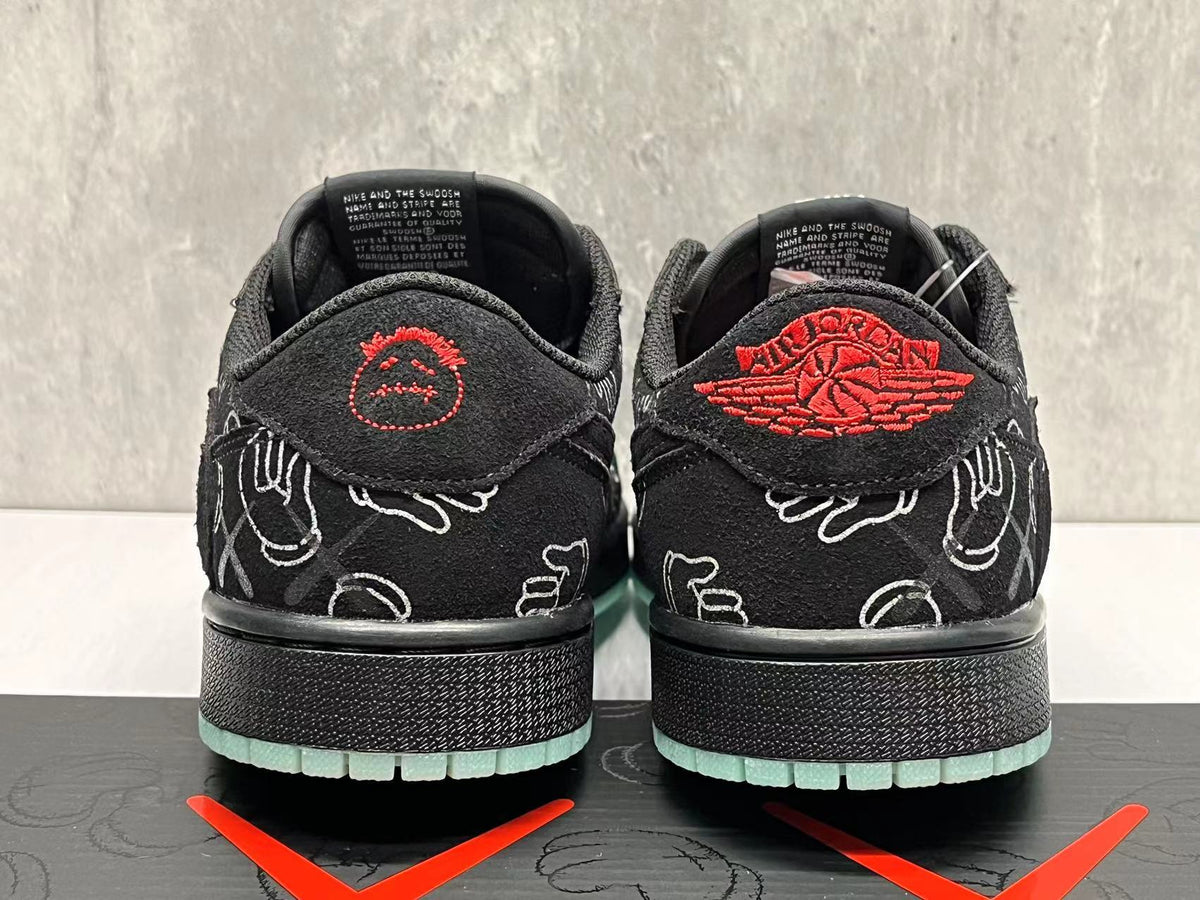 AJ1D Black Reverse Swoosh Sneakers