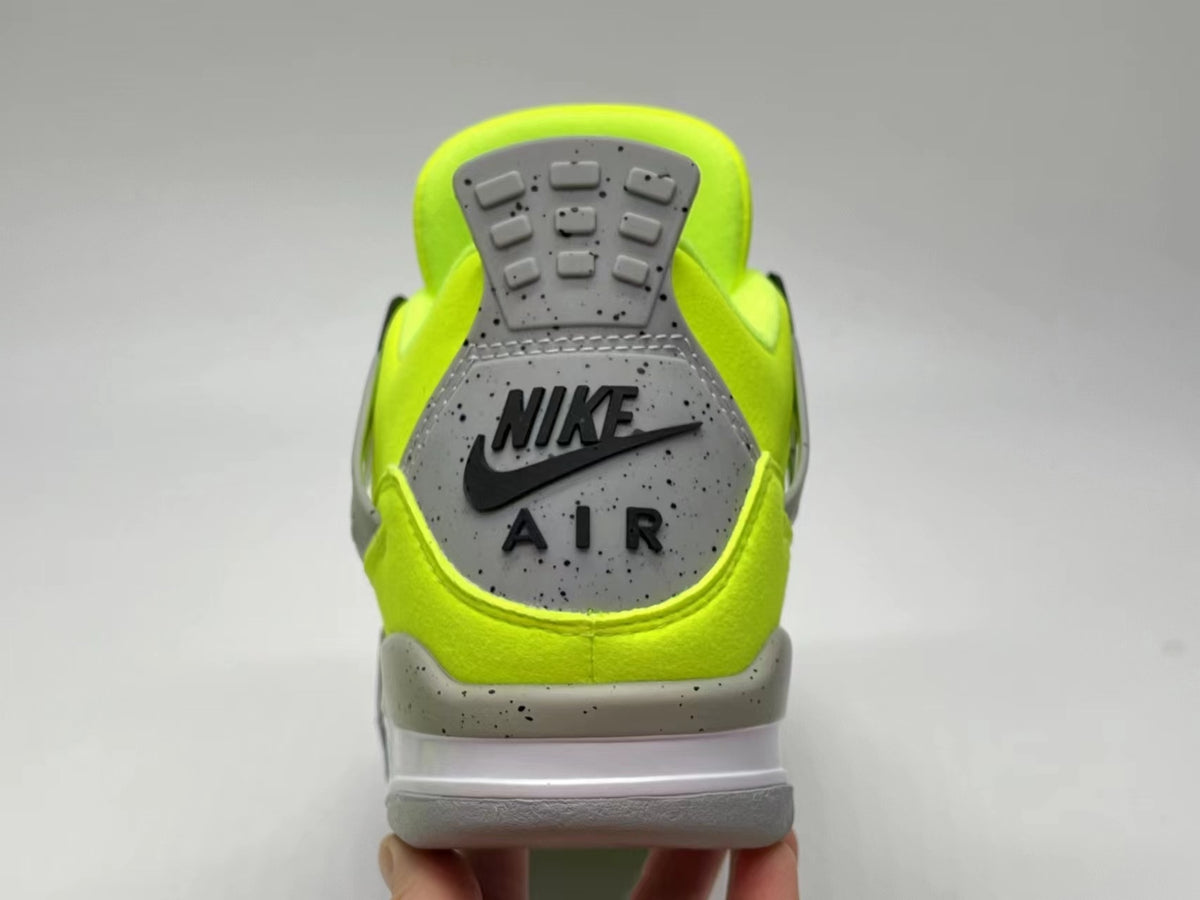 AJ4 Style Neon Green Retro Basketball Sneakers