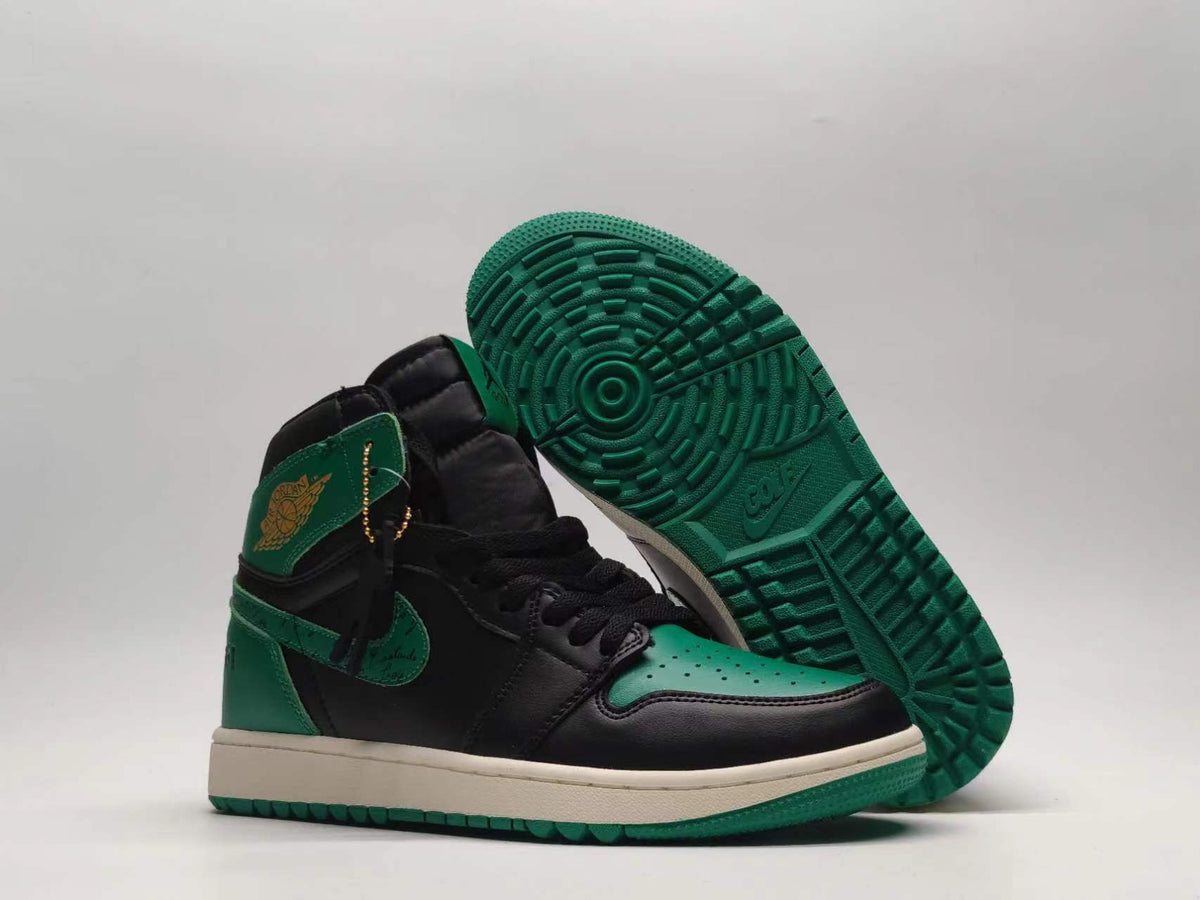 AJ1 Premium Leather Golf Green Black Sneakers