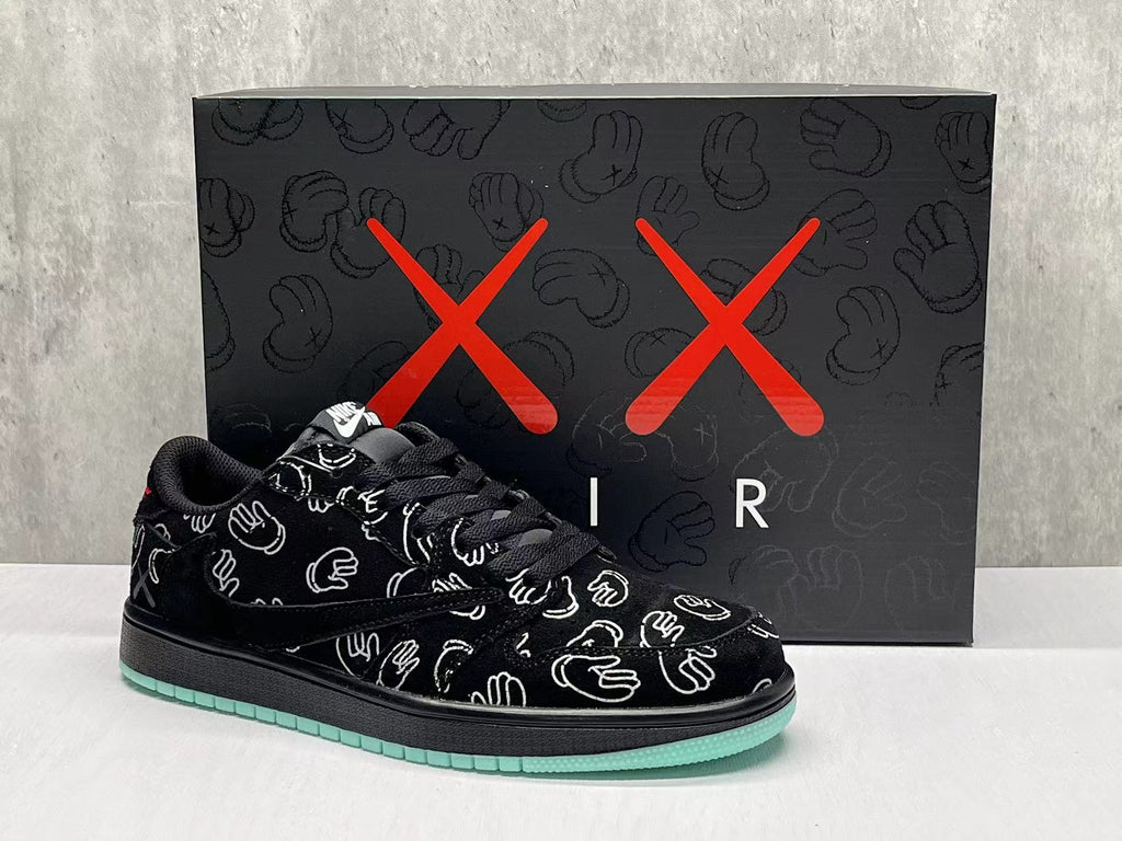 AJ1D Black Reverse Swoosh Sneakers