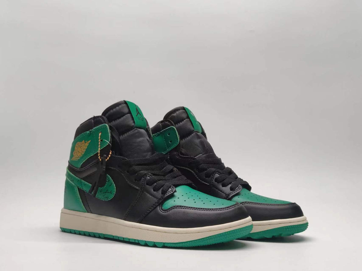 AJ1 Premium Leather Golf Green Black Sneakers