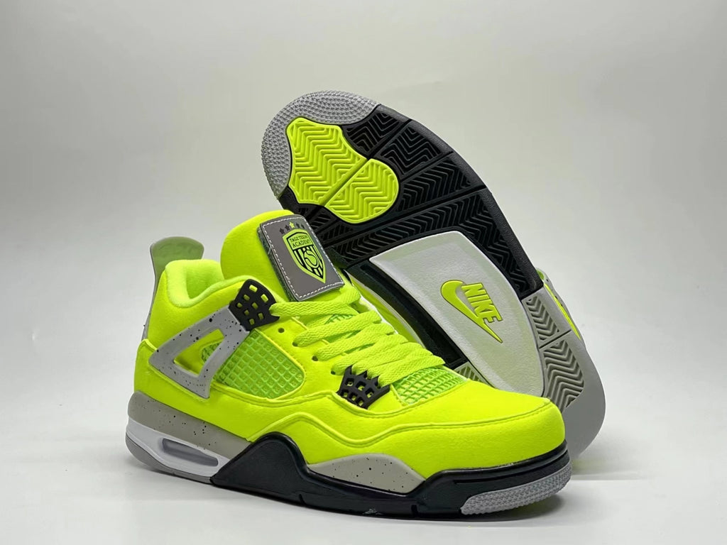 AJ4 Style Neon Green Retro Basketball Sneakers