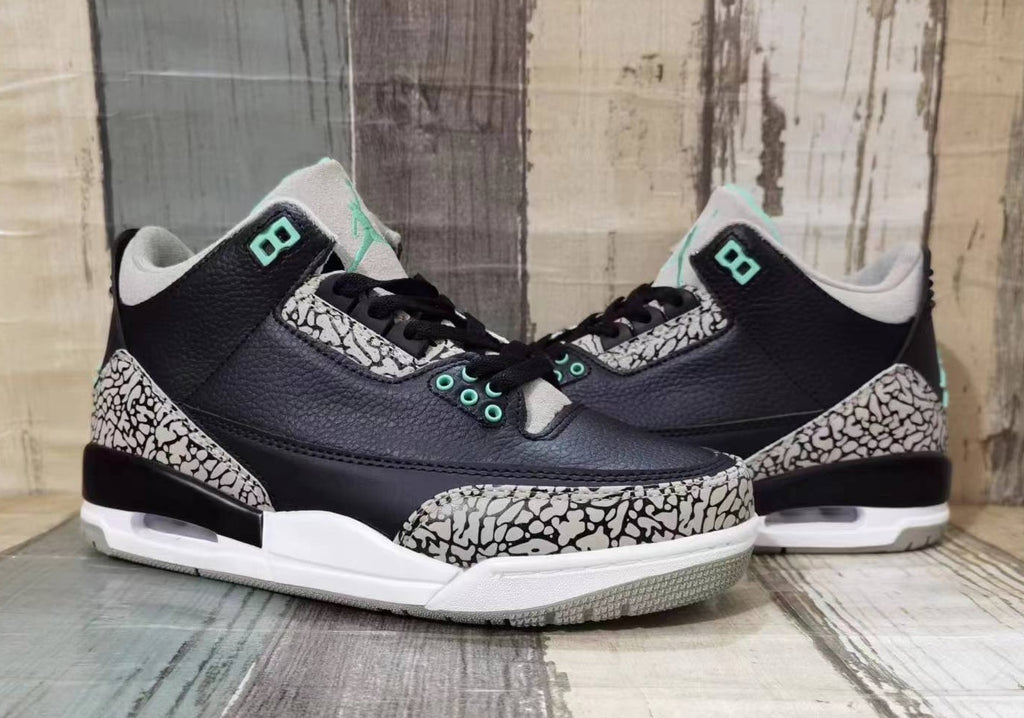 Jordan 3 Men's Shoes - Black and Light Green